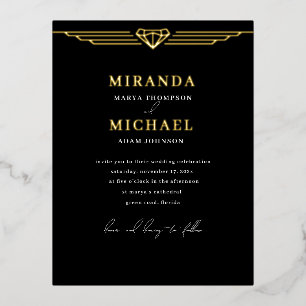 Foil Wedding Black Modern Invitation