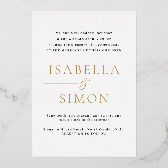 Foil Wedding Invitation Set - Wedding Invite (Front)