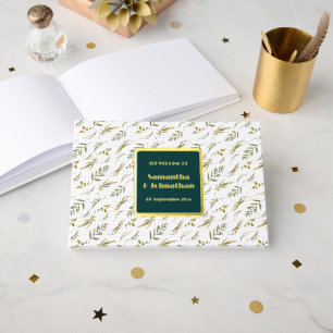 Foil wedding leaf sprig pattern country wedding guest book