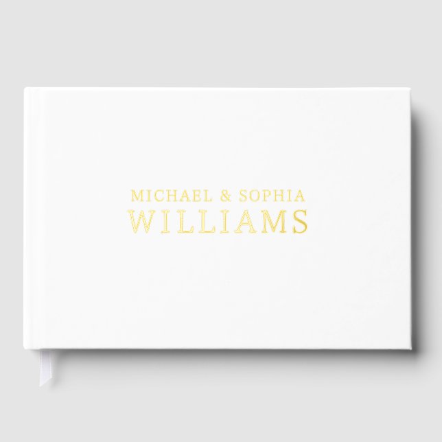 Foil White Modern Guest Book Simple Photo Elegant  (Front)