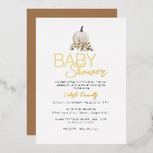 FOIL White Rustic Boho Pumpkin Baby Shower
