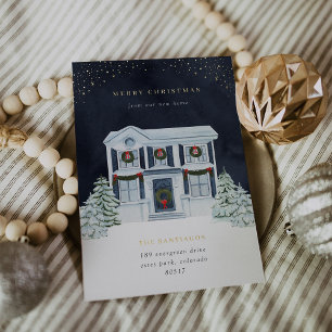 Foil Winter Night Holiday Moving Announcement