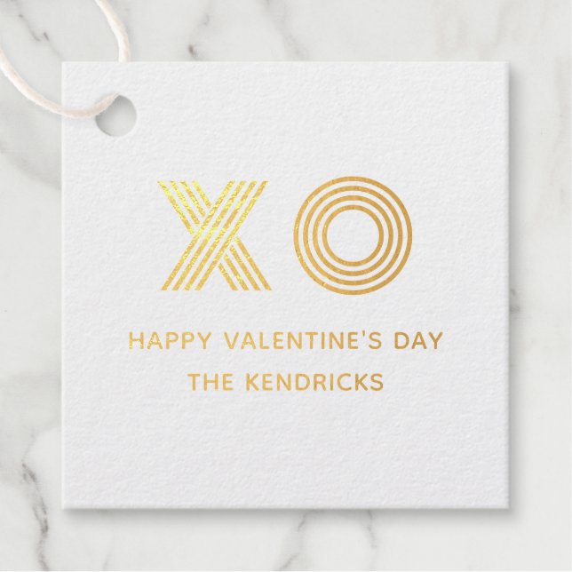 Foil XO Valentine's Day Photo Gift Tag (Front)
