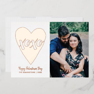 Foil XOXO Heart Valentine's Day Card - White