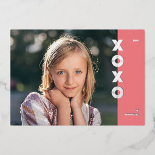 Foil XOXO Valentine's Day Photo Card - Bubblegum