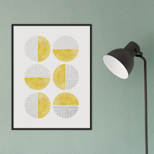 Foil Yellow Circle Geometric Art Print Poster