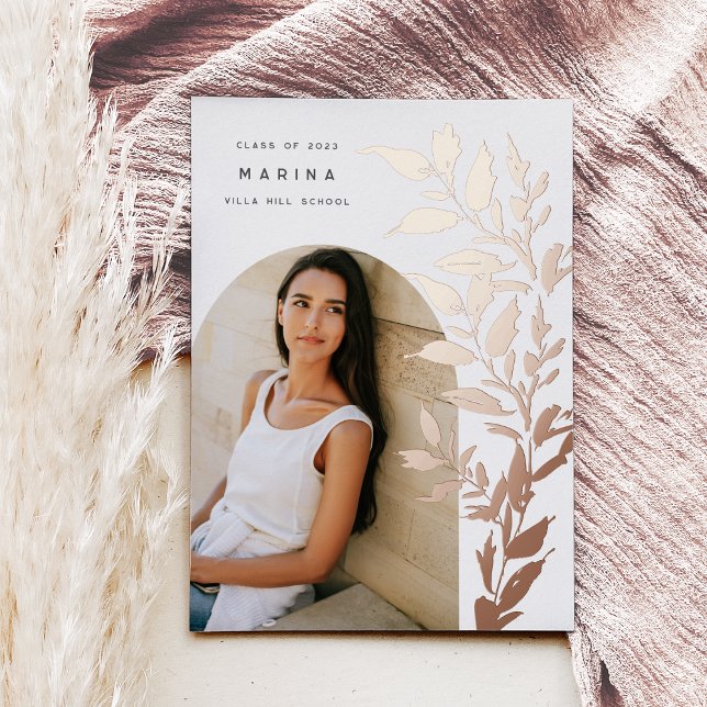 Foiled Leaves | Photo Graduation Announcement (Creator Uploaded)