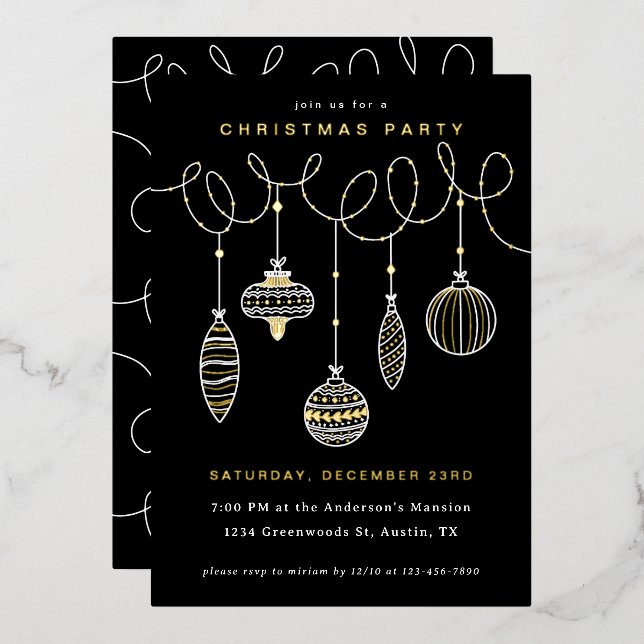 Foiled Pressed Christmas Ornaments Foil Holiday Card (Front/Back)