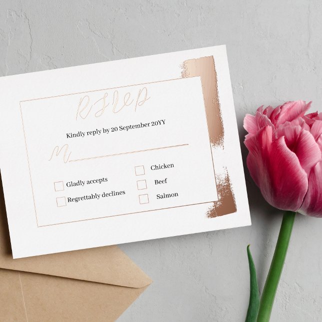 Foiled RSVP enclosure card with menu option (Creator Uploaded)