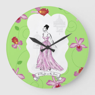 Fois à Paris Fashion Illustration Large Clock