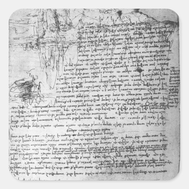 Fol.145v-b, page from Da Vinci's notebook Square Sticker (Front)