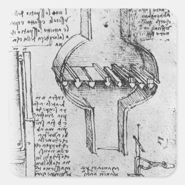 Fol. 34r from Manuscript E, 1513-14 Square Sticker (Front)