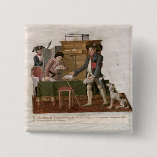 Fol.55 Country Folk and the Money Changer 15 Cm Square Badge