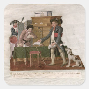 Fol.55 Country Folk and the Money Changer Square Sticker