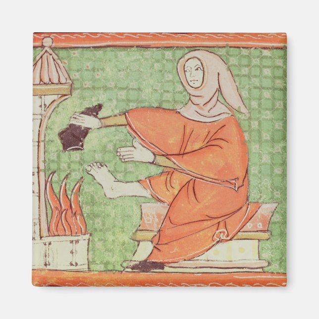 Fol.58r February: Warming by the Fire Magnet (Front)