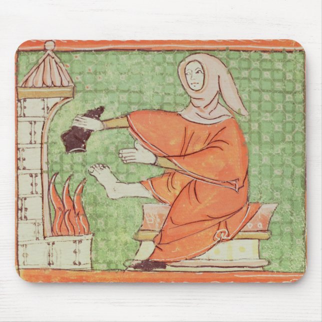Fol.58r February: Warming by the Fire Mouse Pad (Front)