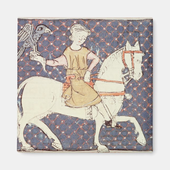 Fol.58v May: Falconry Magnet (Front)