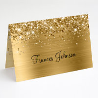 Fold Your Own Glittery Gold Name Place Cards
