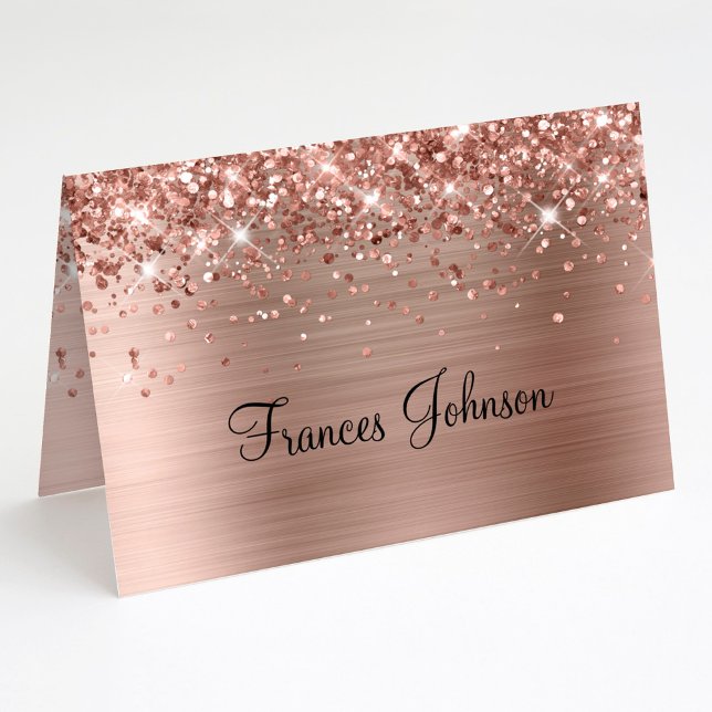 Fold Your Own Glittery Rose Gold Name Place Cards (Fold Your Own Glittery Rose Gold Name Place Cards)