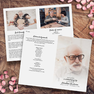 Foldable 3-Photo Celebration of Life Program