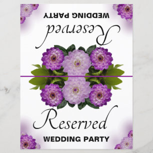 Foldable Reserved Wedding Party Purple Floral