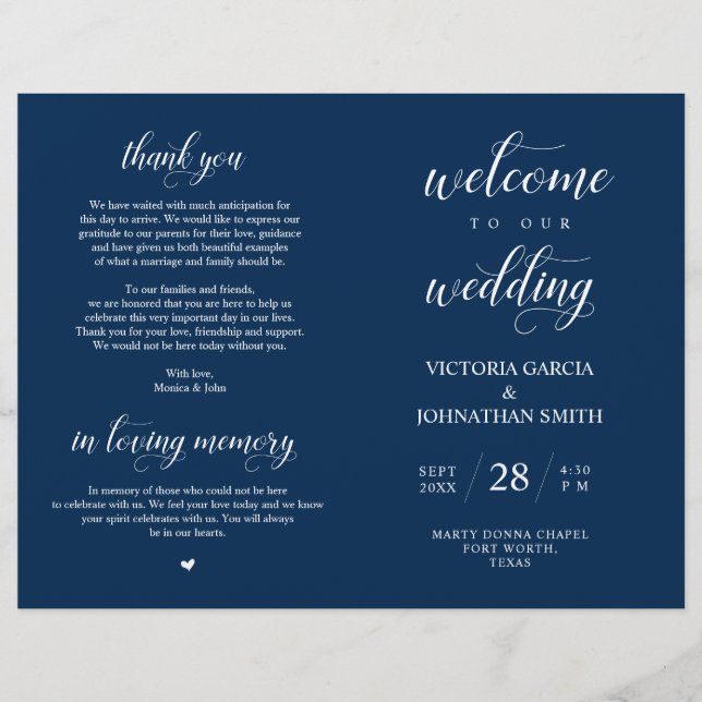 Foldable Welcome to our Wedding Ceremony (Front)