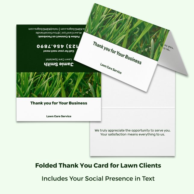 Folded 3.5x2 Basic – Lawn Care Thank You Card (Folded 3.5x2 Basic – Lawn Care Thank You Card)