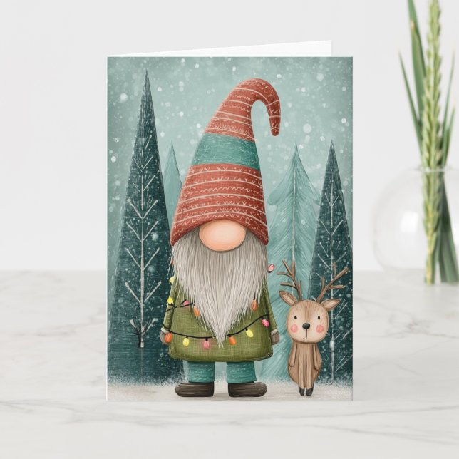 Folded 5x7 Gnome Christmas Card (Front)
