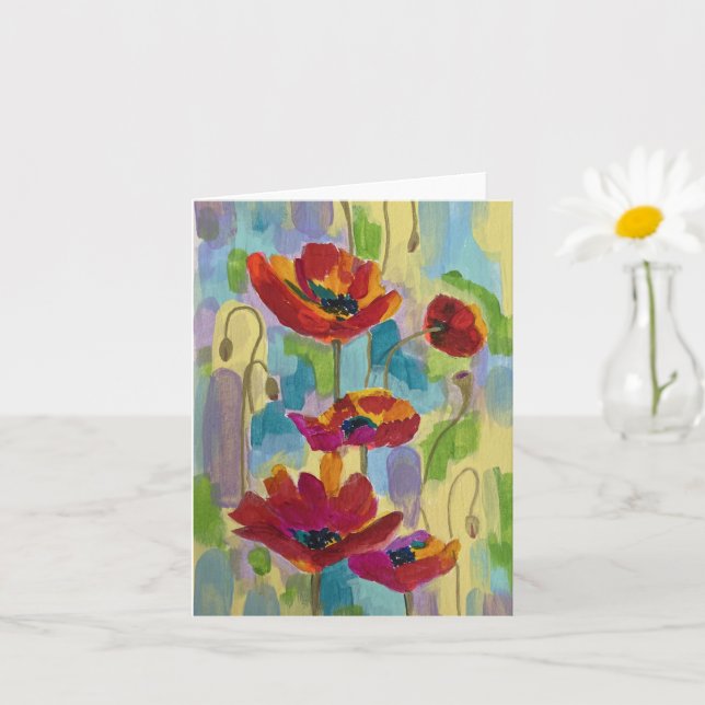 Folded Abstract Poppy Greeting Card (Small Plant)