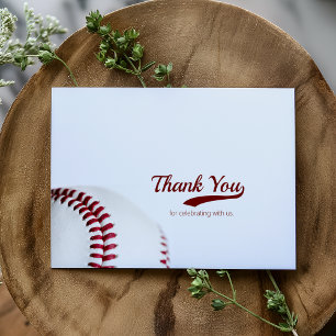 Folded Baseball Theme Wedding Thank You Card