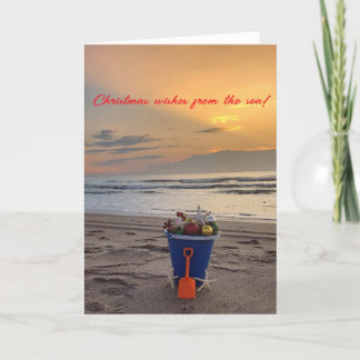 Folded Beach theme Christmas Card with Starfish