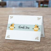 Folded Bee Themed Thank You Card