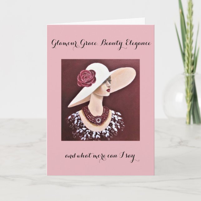 Folded Birthday Card/BEAUTIFUL AND ELEGANT LADY Thank You Card (Front)