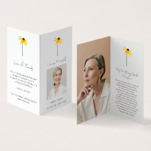 Folded Black Eyed Susan Photo Funeral Prayer Card