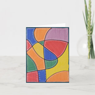 Folded Blank Note Card Bright Doodle Art