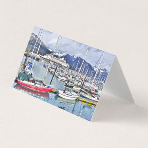 Folded blank note card of Seward Alaska