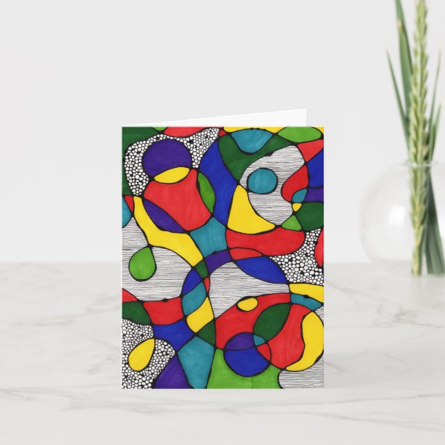 Folded Blank Note Card Primary Doodles (Front)