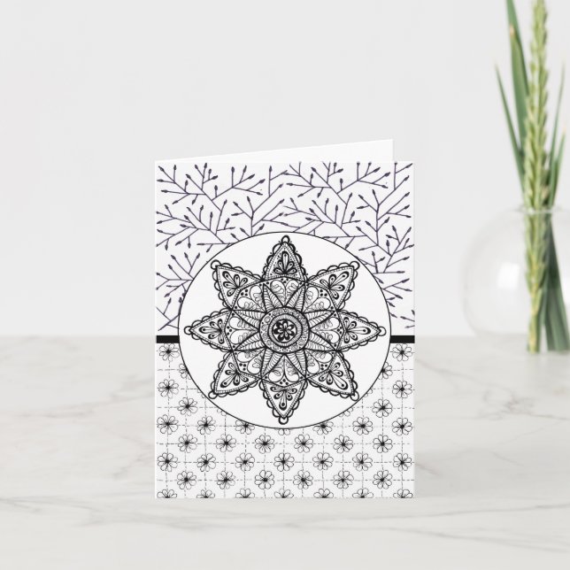 Folded Blank Note Card Star Flower (Front)