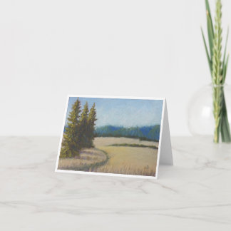 Folded Blank Note Card Summer Fields and Fir Tree
