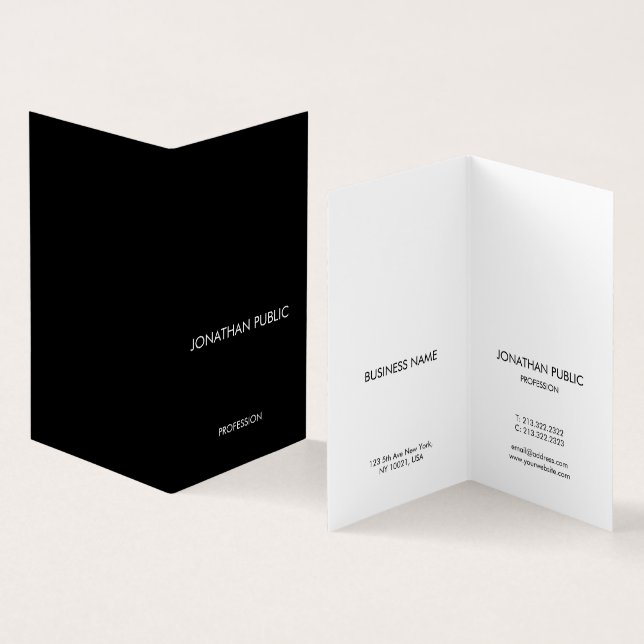 Folded Business Card Modern Elegant Simple Design (Inside and Outside)