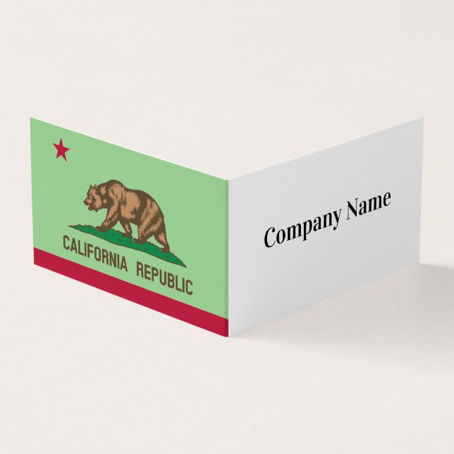 Folded business card template with California flag (Outside)
