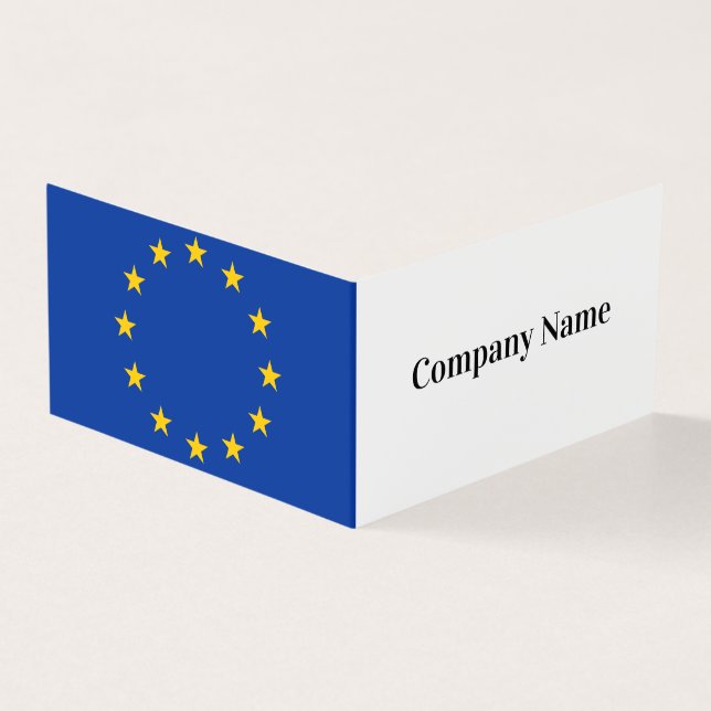 Folded business card template with EU flag logo (Outside)