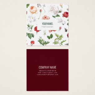 FOLDED BUSINESS CARD : "VINTAGE FLOWERS"