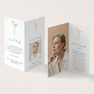 Folded Calla Lily Photo Funeral Prayer Card