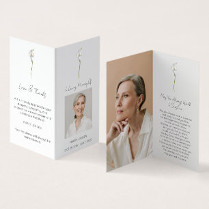 Folded Calla Lily Photo Funeral Prayer Card
