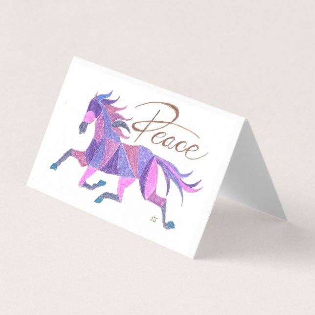 Folded Card Purple Peace Horse by Sherry Jarvis (Front)