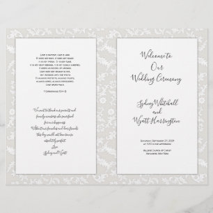 Folded Catholic Wedding Ceremony Program Leaves