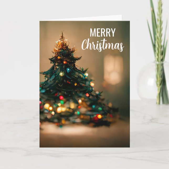 Folded Christmas Card with Tree & Lights (Front)