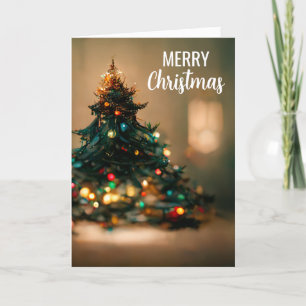 Folded Christmas Card with Tree & Lights