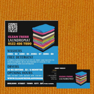 Folded Clothes, Laundromat, Cleaning Service Flyer
